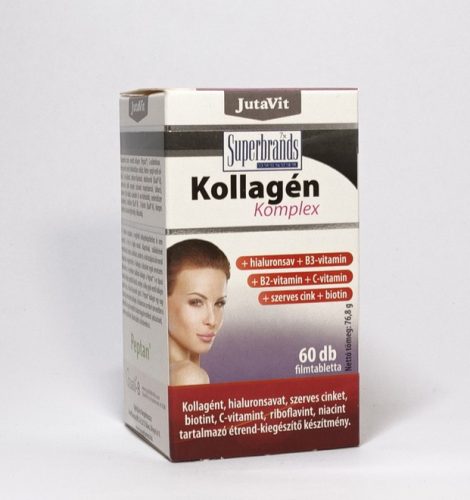 JutaVit Kollagén komplex + hialuronsav + C-vitamin + szerves cink + Biotin + B2-vitamin + B3-vitamin, 60db