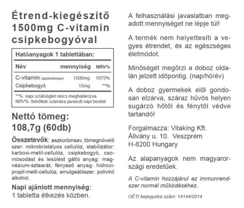 Vitaking C-VITAMIN 1500MG 60 db