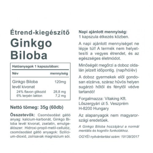 Vitaking GINKGO BILOBA FORTE 120MG 60 db