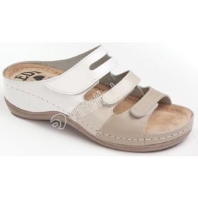 Ledi 3 tépőzáras papucs fehér/barna