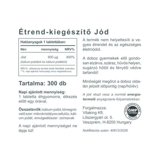 Vitaking Jódharmónia 300 db 