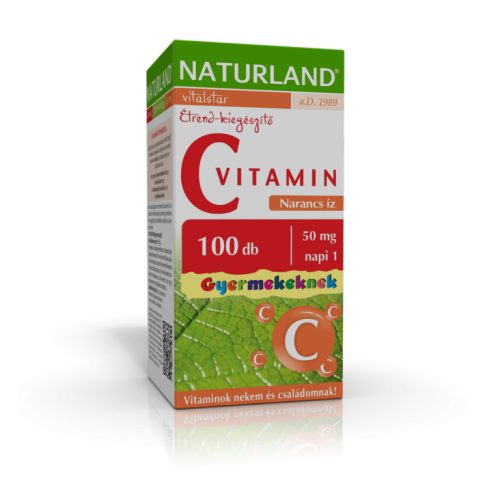 NATURLAND 50 mg C-vitamin narancs ízű rágótabletta gyermekeknek 100x
