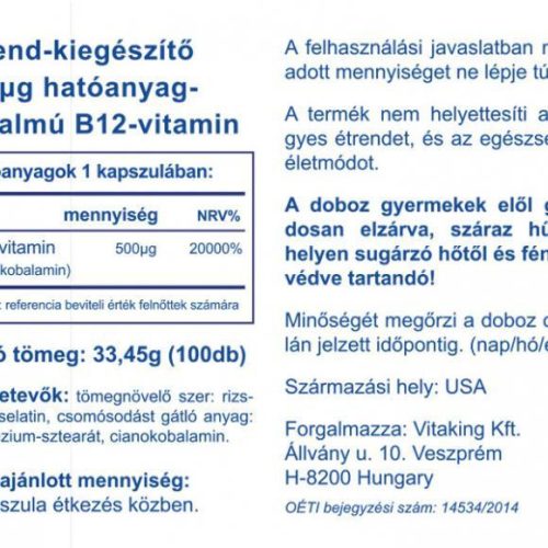 Vitaking B-12 VITAMIN 100 db