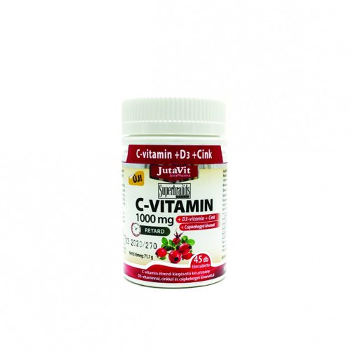 JutaVit C Vitamin 1000 mg nyújtott kioldódású csipkeb. + D3 vitamin + Cink 45 db