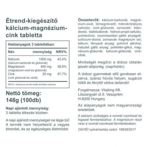 Vitaking CALMAG-CINK 100 db