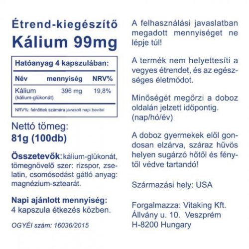 Vitaking KÁLIUM 100 db