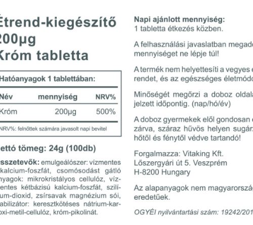 Vitaking KRÓM PIKOLINÁT 100 db