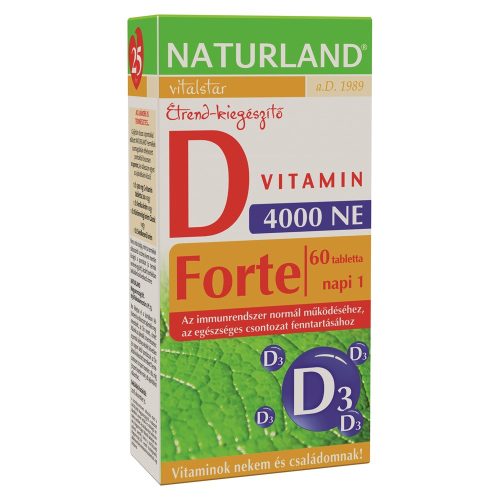 Naturland d-vitamin forte tabletta 60 db