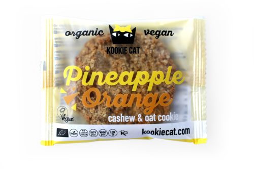 Kookie cat bio vegán gluténmentes kesudiós zabkeksz, ananász-narancs 50 g