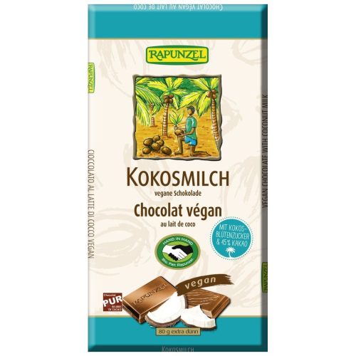 Rapunzel bio kókusztejes csokoládé kókuszvirág cukorral 80 g