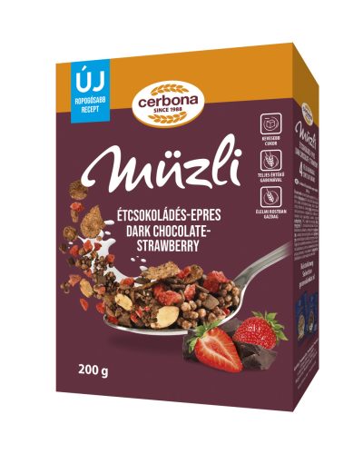 Cerbona müzli étcsokoládés-epres 200 g