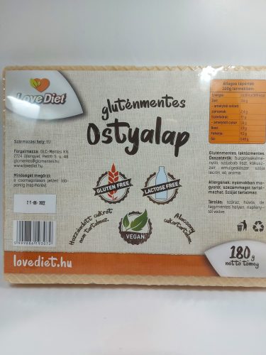 Lovediet gluténmentes ostyalap 180 g