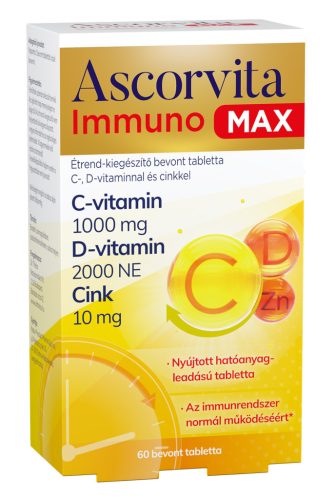 Ascorvita immuno max étrend-kiegészítő bevont tabletta c-, d-vitaminnal és cinkkel 60 db