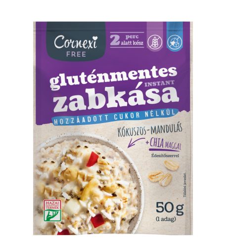 Cornexi gluténmentes kókuszos-mandulás zabkása chia maggal, édesítőszerrel 50 g